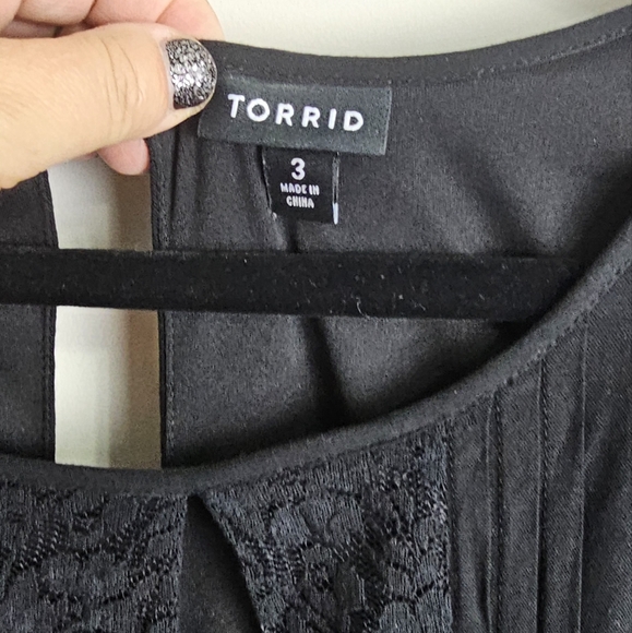 Torrid Black cotton n lace dress goth 🖤 plus size 3x bohemian keyhole front - Picture 4 of 10